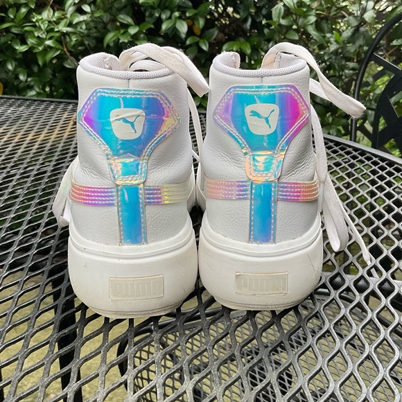 Cool Puma Iridescent Reflective White Size 6C? High Top Lace Up Sneakers! - Picture 6 of 15
